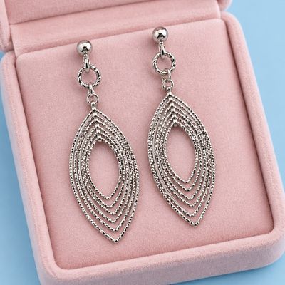 ARETE MOVIL OVALADO 4 CM BROCHE MARIPOSA PLATA .925