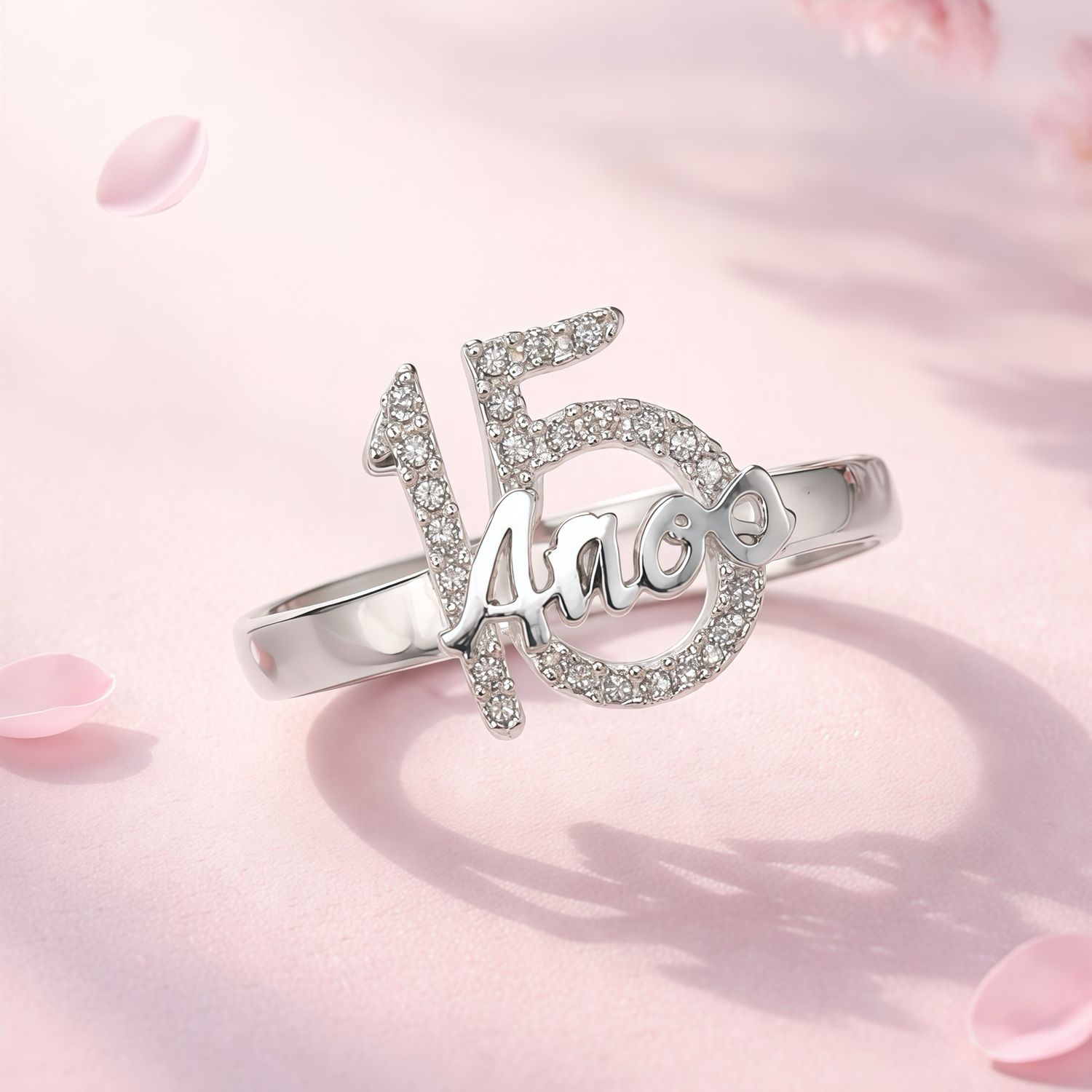 ANILLO 15 AÑOS CON CZ VARIAS MEDIDAS  PLATA .925