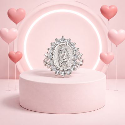 ANILLO VIRGEN DE GPE CZ BCA, # 9.5,   PLATA .925