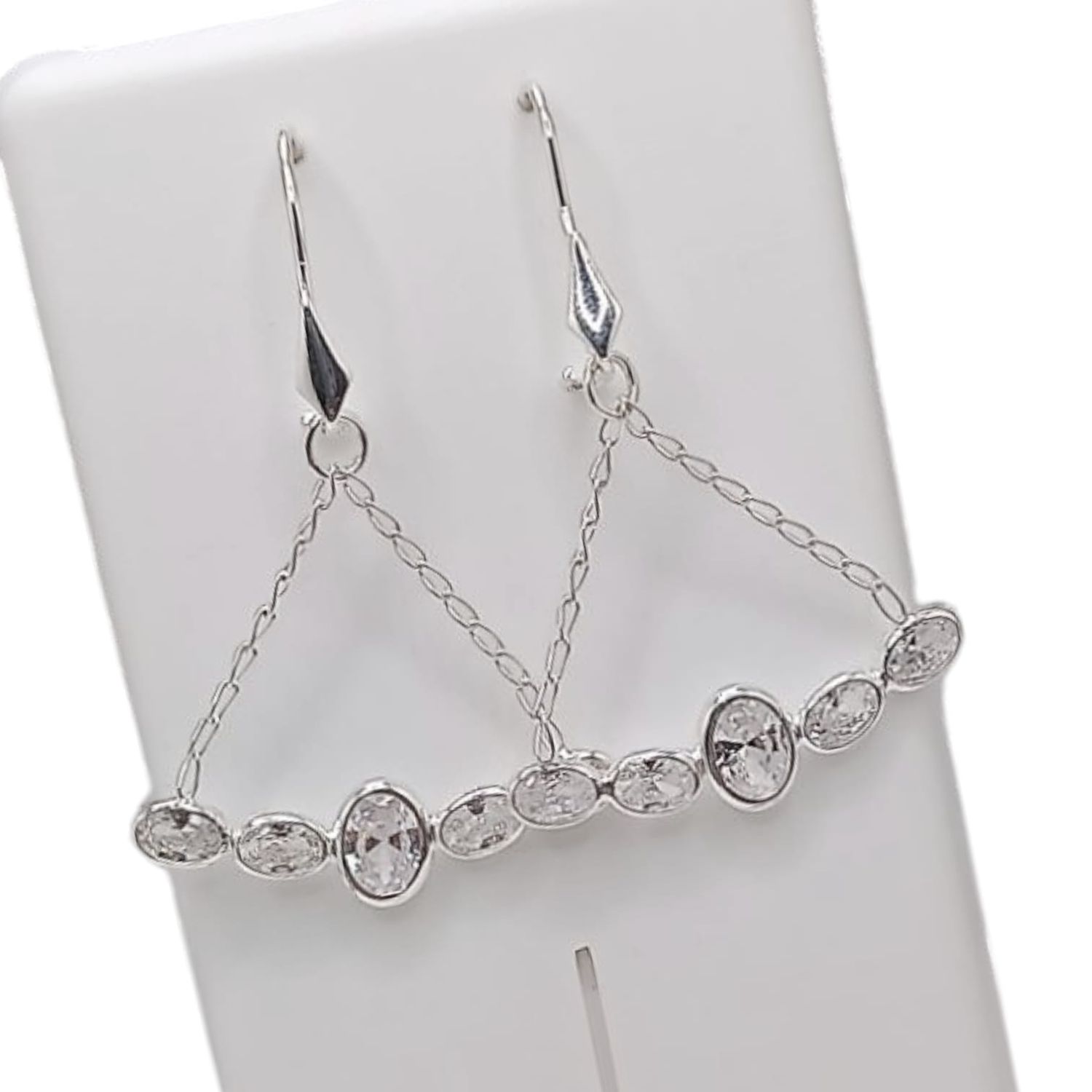 ARETE DE ARILLO CON CZ BCA, VARIOS COLORES 3 CM LARGO PLATA .925