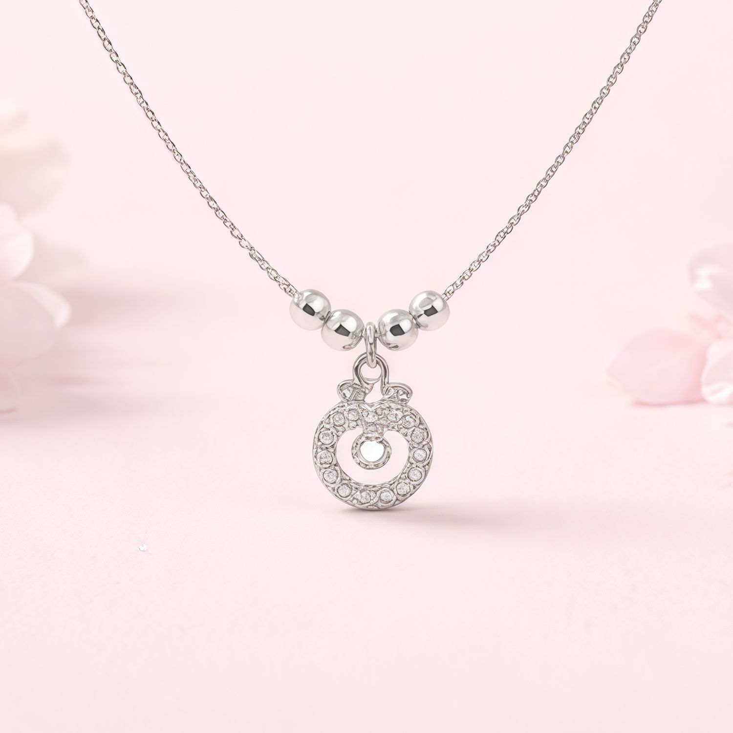 GARGANTILLA  MANZANITA CON MICROPAVE 18" PLATA .925