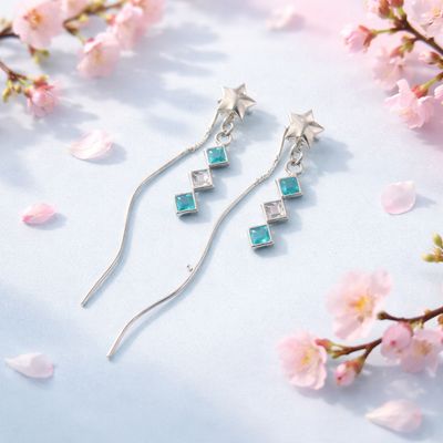 ARETE VIOL ROMBOS DIFERENTES COLORES   PLATA .925