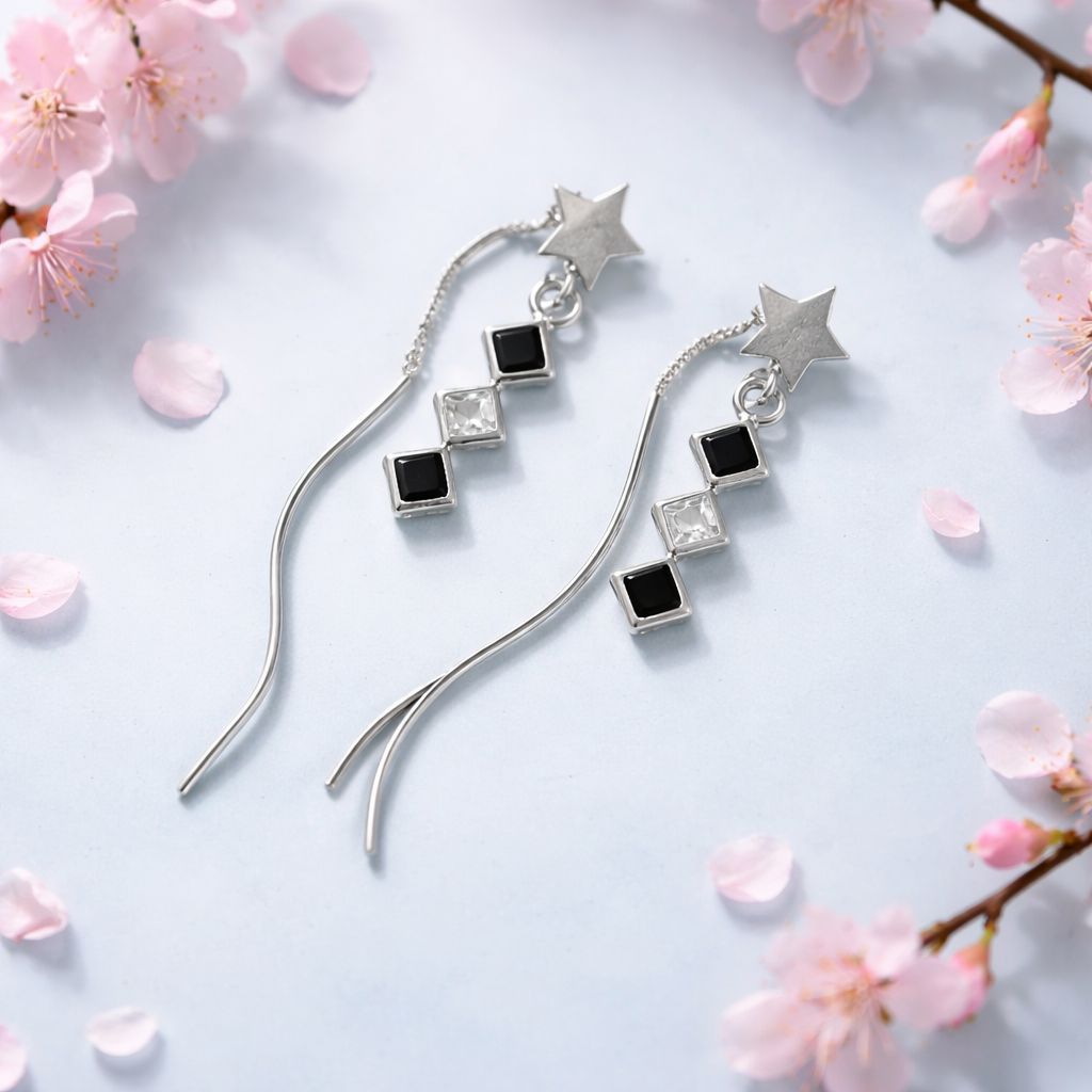 ARETE VIOL ROMBOS DIFERENTES COLORES   PLATA .925