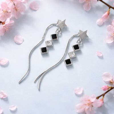 ARETE VIOL ROMBOS DIFERENTES COLORES   PLATA .925