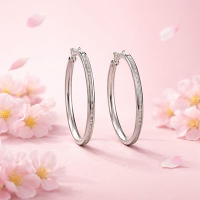 ARRACADA CANAL 5 CM CON CZ BAGUET PLATA .925l PLATA .925