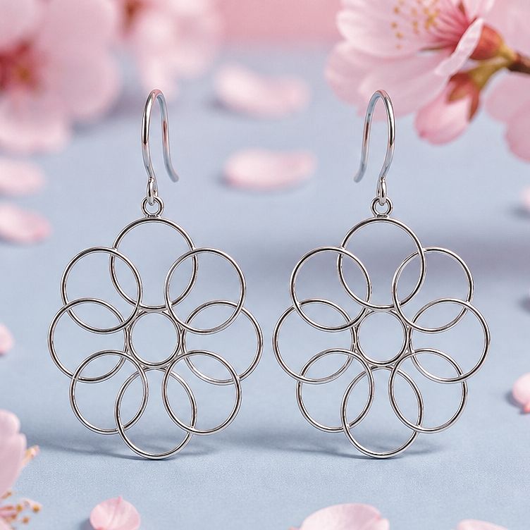 ARETE FLOR LARGO 4.5 CM   PLATA .925