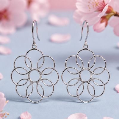 ARETE FLOR LARGO 4.5 CM   PLATA .925