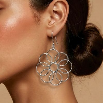 ARETE FLOR LARGO 4.5 CM   PLATA .925