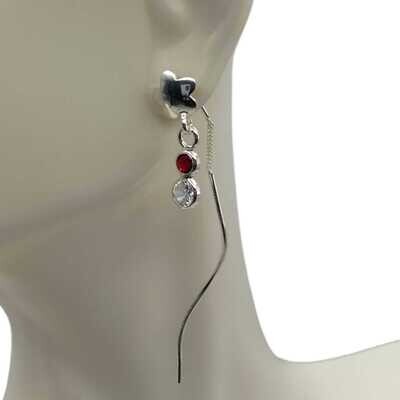 ARETE VIOL FLOR DIFERENTES COLORES  PLATA  .925