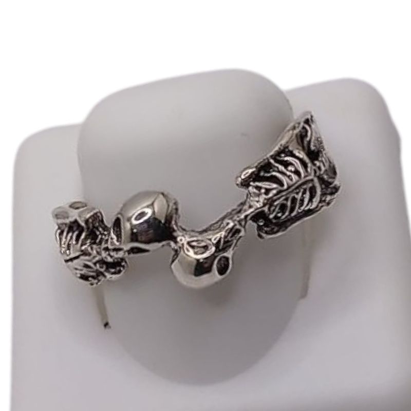 ANILLO CABALLERO ESQUELETO DOBLE, VARIAS MEDIDAS ACABADO OXY  . PLATA  .925