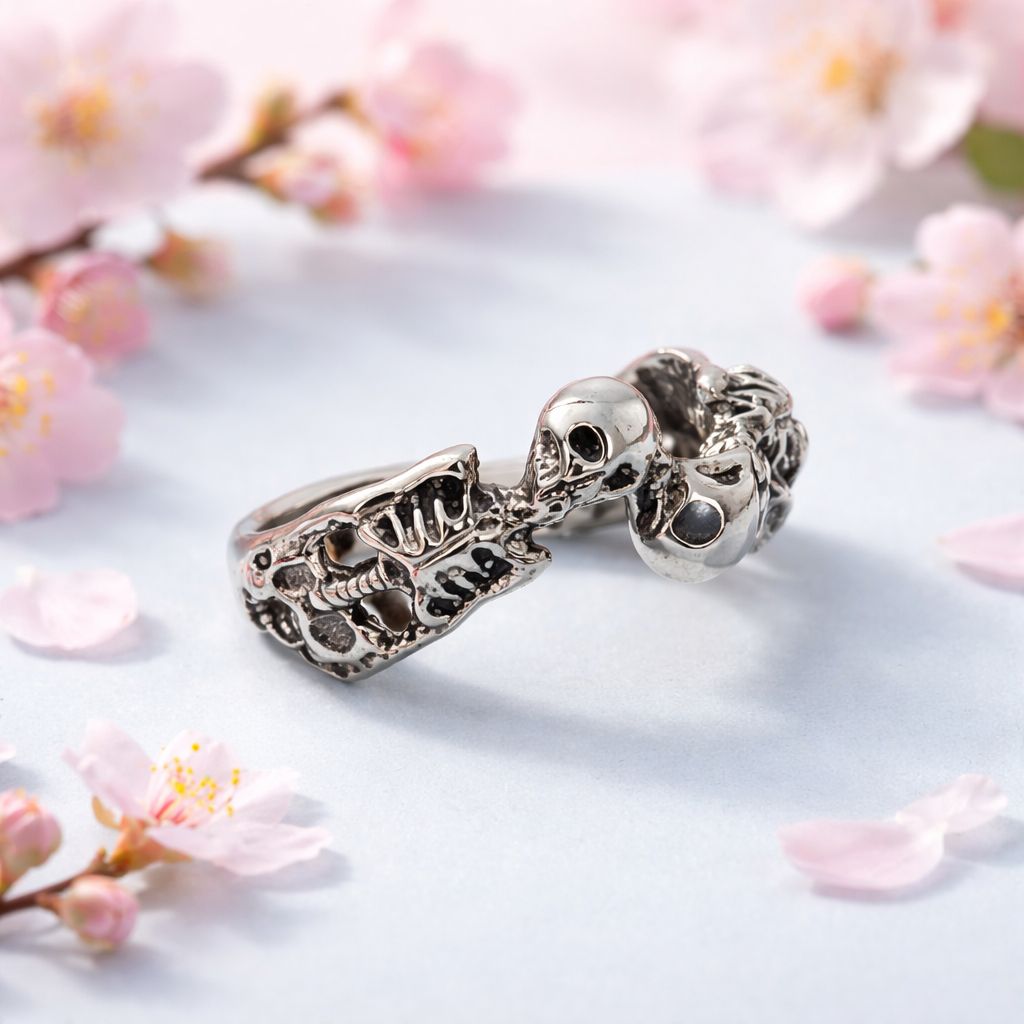 ANILLO CABALLERO ESQUELETO DOBLE, VARIAS MEDIDAS ACABADO OXY  . PLATA  .925