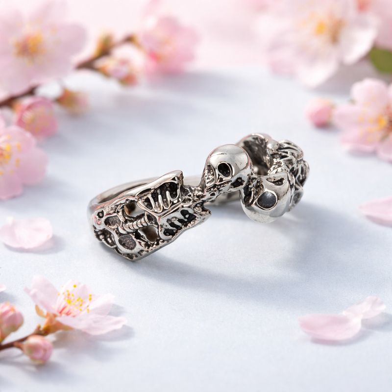 ANILLO CABALLERO ESQUELETO DOBLE, VARIAS MEDIDAS ACABADO OXY  . PLATA  .925