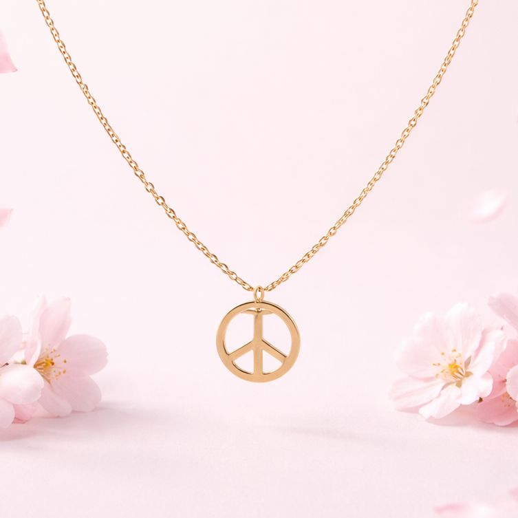 GARGANTILLA AMOR Y PAZ  18" CHAPA DE ORO Y PLATA .925