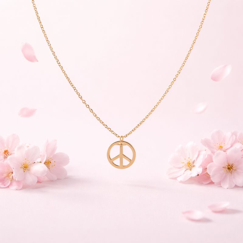 GARGANTILLA AMOR Y PAZ  18" CHAPA DE ORO Y PLATA .925
