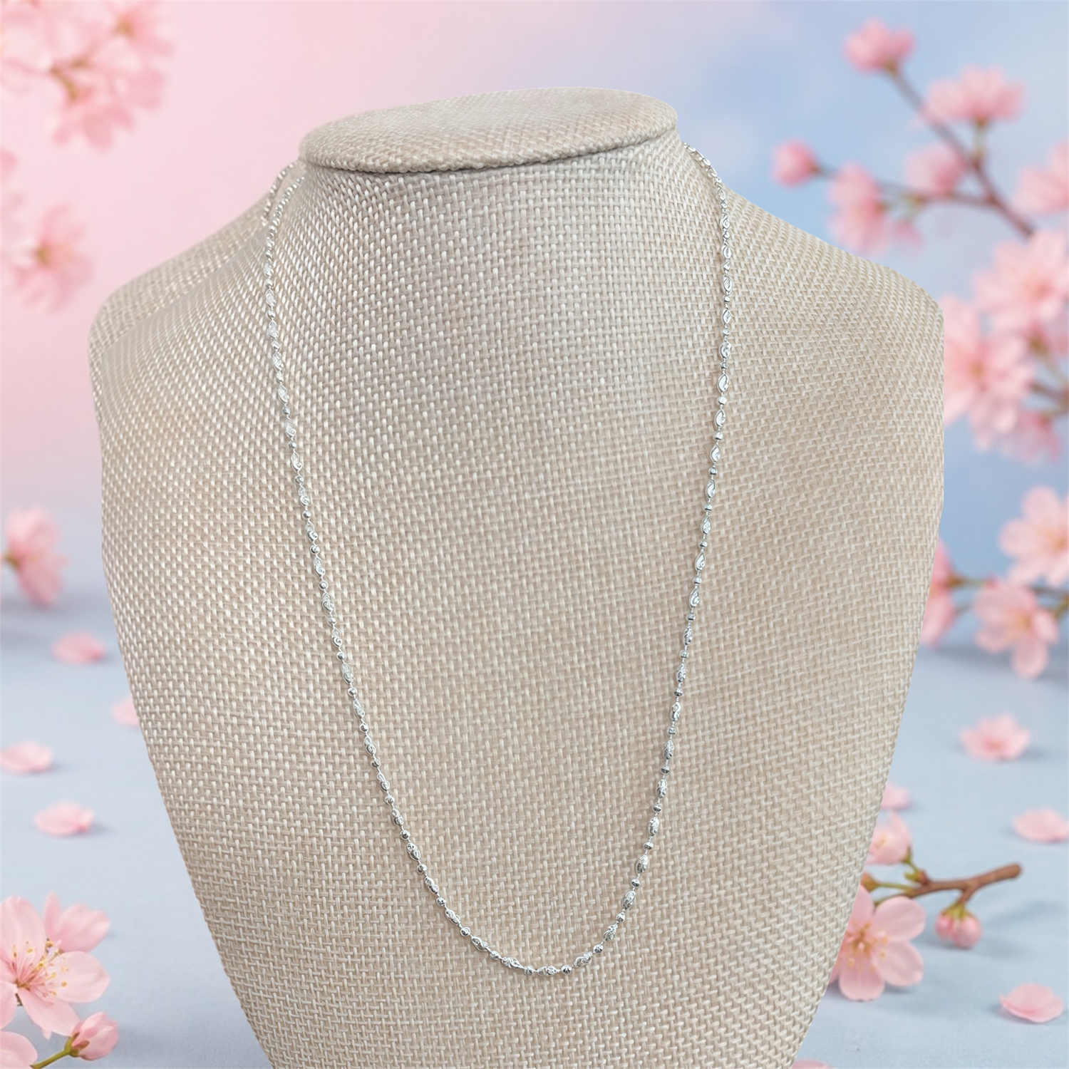 cadena ultra Diamantada semilla 2mm de ancho  18" de largo PLATA .925 Italiana