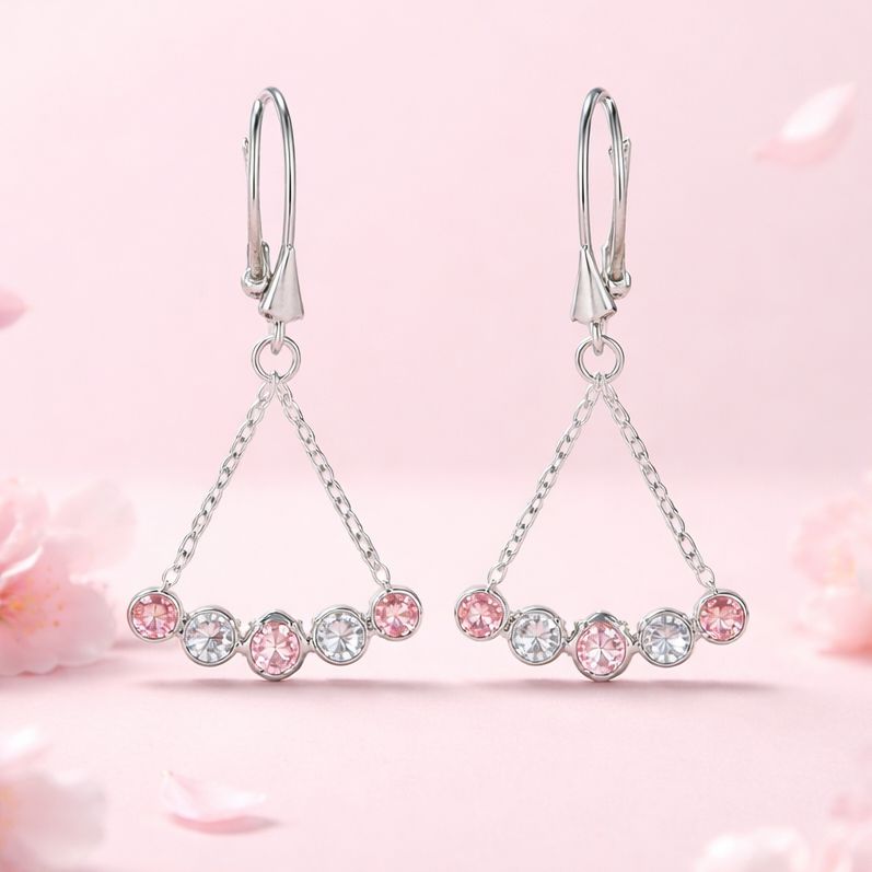 ARETE ARILLO COLGANTE 5 CM  CON CZ VARIOS COLORES  PLATA .925