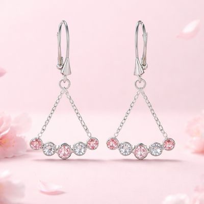 ARETE ARILLO COLGANTE 5 CM  CON CZ VARIOS COLORES  PLATA .925