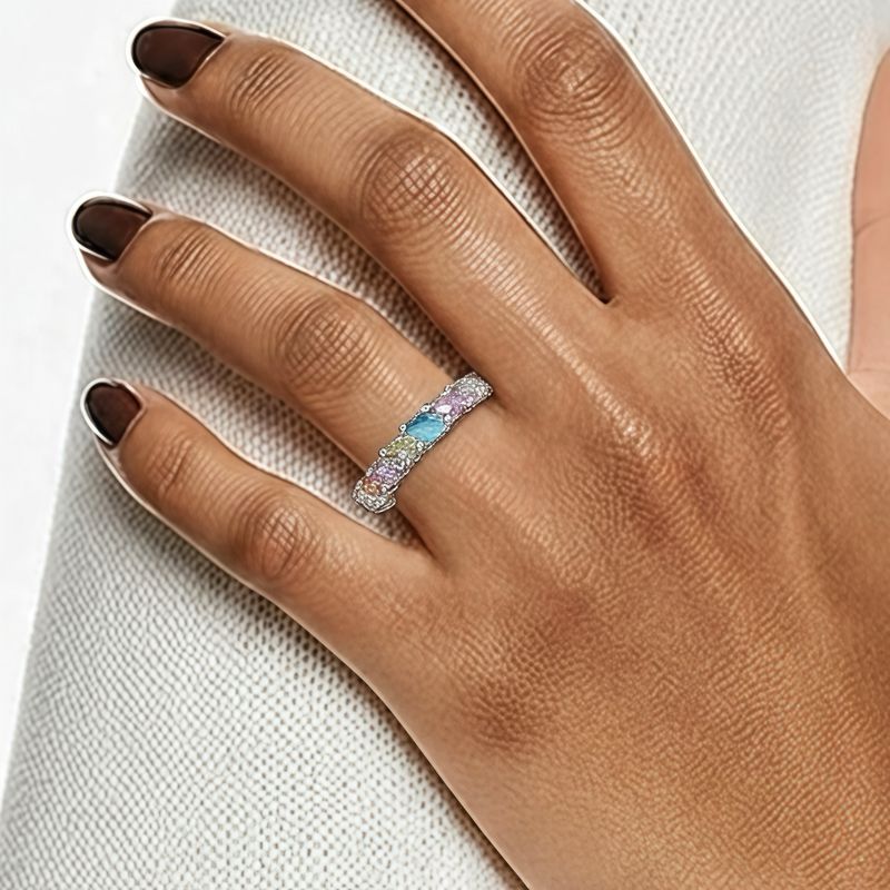 ANILLO CHURUMBELA CZ MULTICOLOR #6.5 PLATA .925
