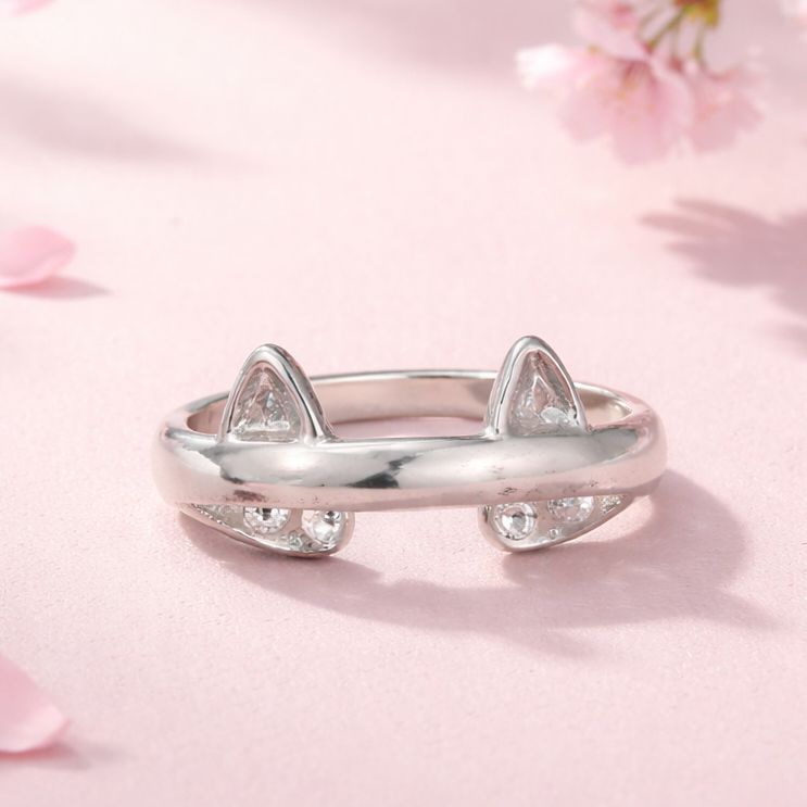 ANILLO AJUSTABLE OREJITAS  PLATA .925