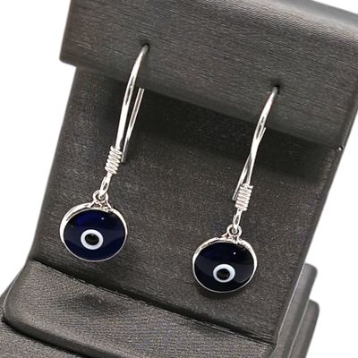 ARETE OJITO AZUL 3 CM  PLATA .925