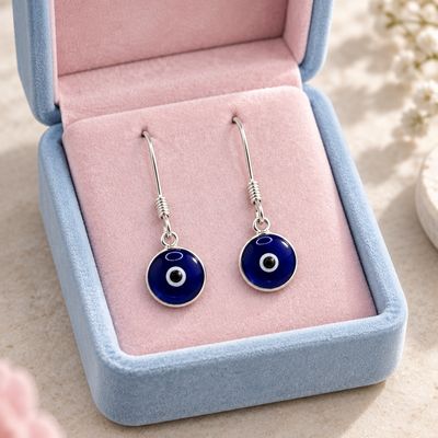 ARETE OJITO AZUL 3 CM  PLATA .925