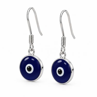 ARETE OJITO AZUL 3 CM  PLATA .925