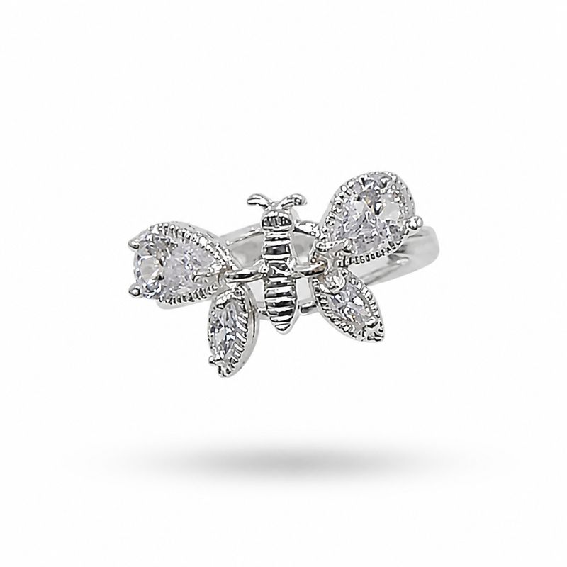 ANILLO MARIPOSA MOVIBLE # 6  CZ BCA, PLATA .925