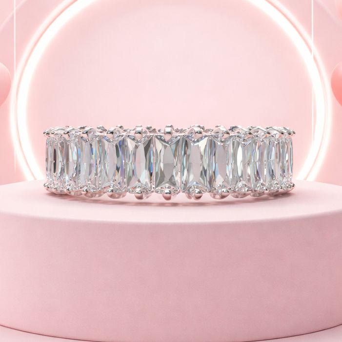 ARGOLLA CON CZ BAGUET BCA  VARIAS MEDIDAS PLATA .925