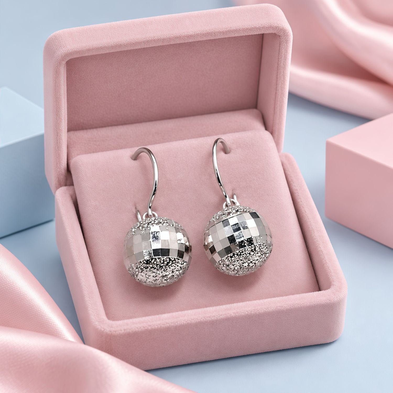 ARETE BOLA DISCO 10MM,  PLATA .925