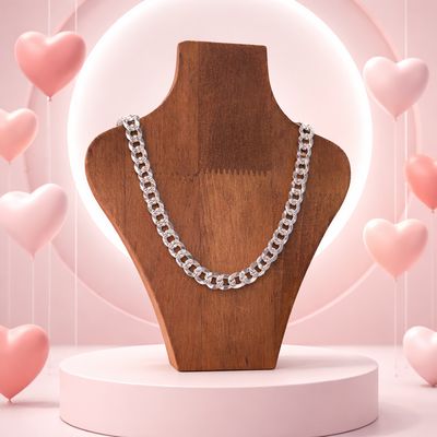 CADENA CUBANA DIAMANTADA ANCHO 11mm largo 24" PLATA .925