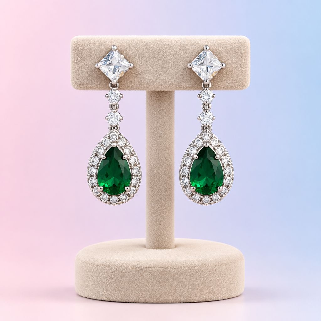 Arete Largo fancy de fiesta Plata.925