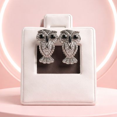 Arete, búho con Baño de Rodio Plata 925 