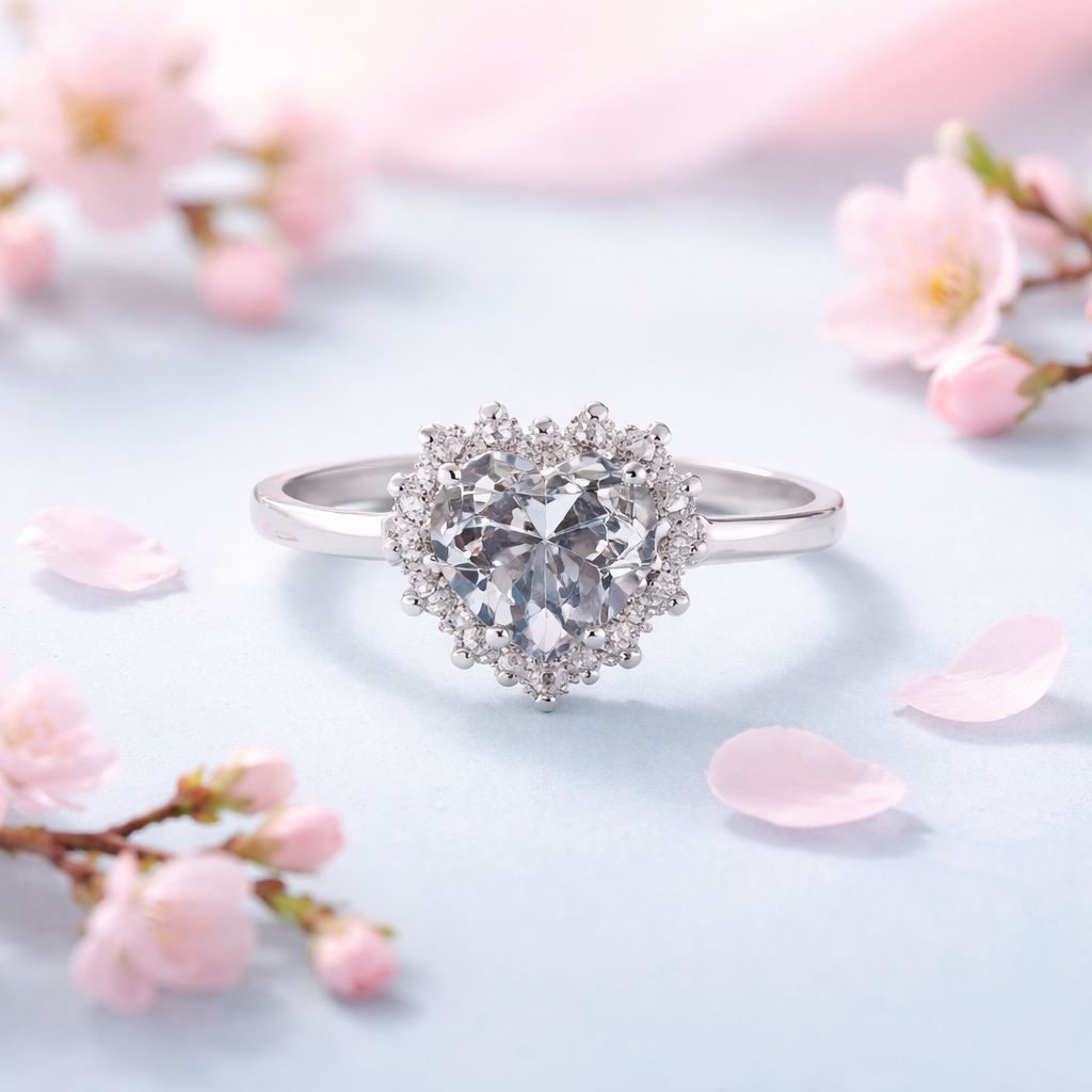 ANILLO CORAZON CZ BCA # 10 PLATA .92