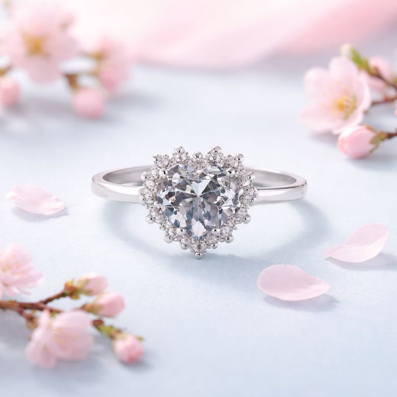 ANILLO CORAZON CZ BCA # 10 PLATA .92