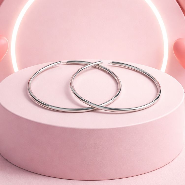 ARRACADA TUBO LISA SUPER PULIDA, 5.5 CM PLATA.925