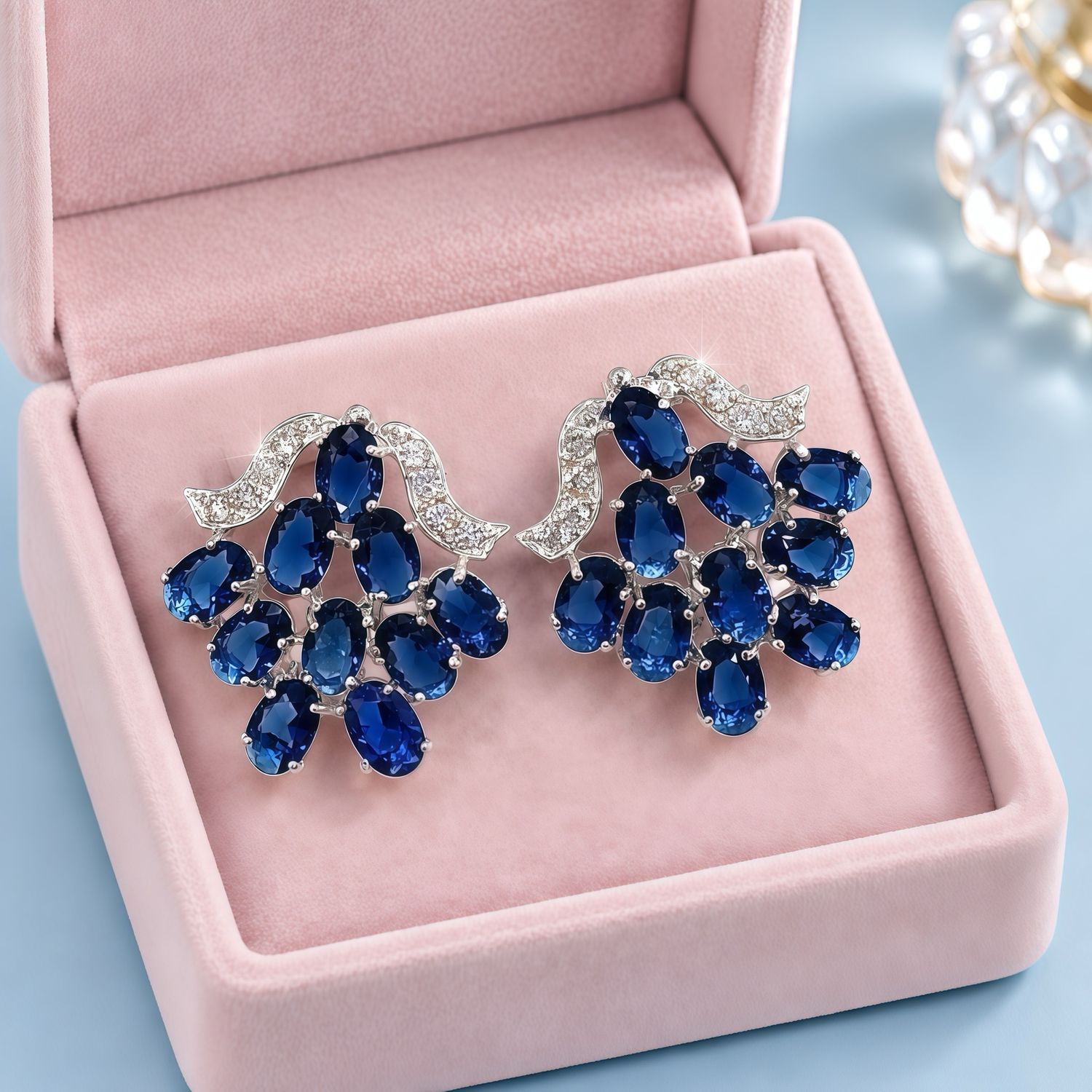 ARETE RACIMO CZ NAVY  PLATA .925