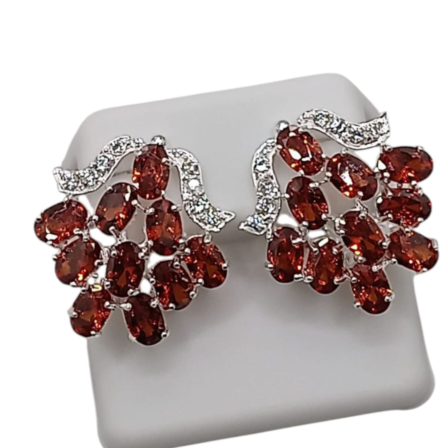 ARETE RACIMO DE CZ COLOR AMBAR PLATA .925