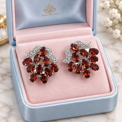 ARETE RACIMO DE CZ COLOR AMBAR PLATA .925