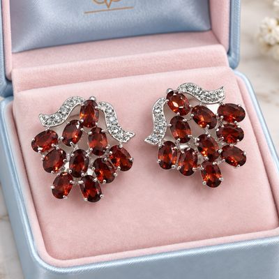 ARETE RACIMO DE CZ COLOR AMBAR PLATA .925