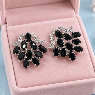 ARETE DE RACIMOS CZ NEGRA PLATA .925