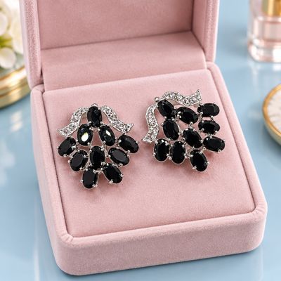 ARETE DE RACIMOS CZ NEGRA PLATA .925 ARETE DE RACIMOS CZ NEGRA PLATA .925