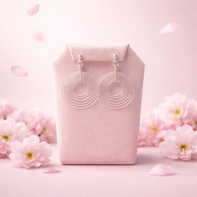 ARETE CIRCULOS GIRATORIOS  4 CM PLATA .925