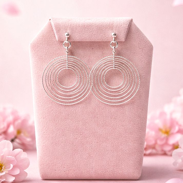 ARETE CIRCULOS GIRATORIOS  4 CM PLATA .925