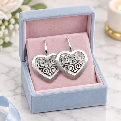 ARETE CALADO CORAZON 4.3 CM PLATA .925