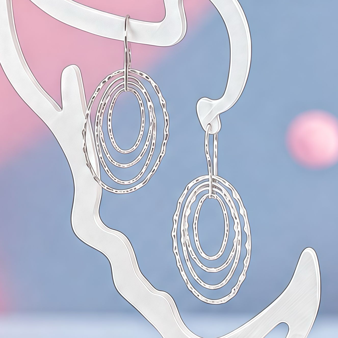 ARETE MOVIBLE OVALADO 5 CM  PLATA .925