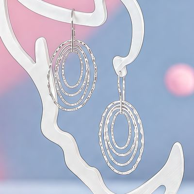 ARETE MOVIBLE OVALADO 5 CM  PLATA .925