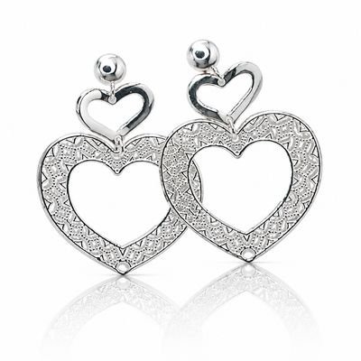 ARETE 2 CORAZONES 3.5 CM PLATA .925