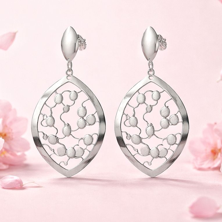 ARETE HOJA  5.5 CM  PLATA .925