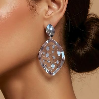 ARETE HOJA  5.5 CM  PLATA .925
