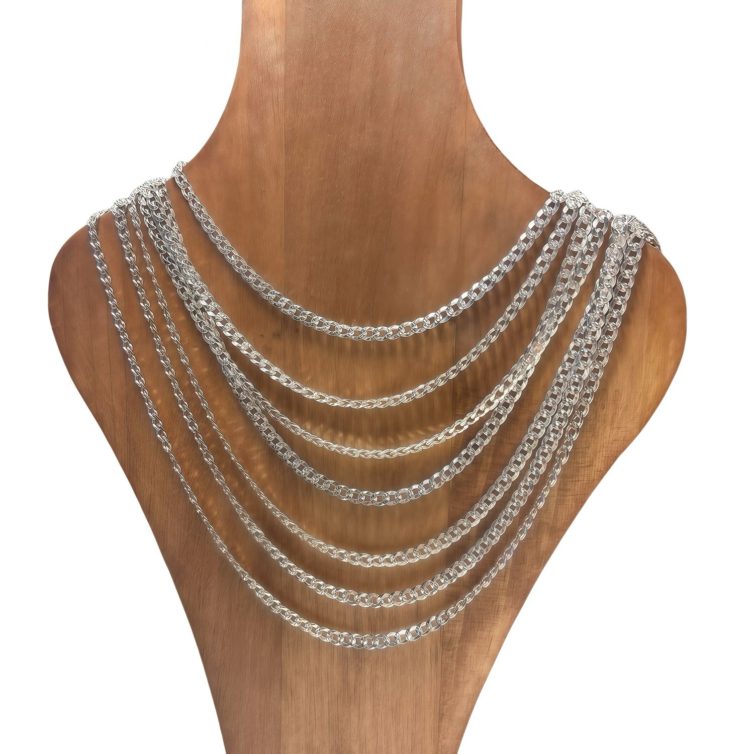 Cadena diamantada cubana largo 22", ancho 4mm. PLATA .925